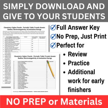 Periodic Table Trends Cipher Puzzle - Chemistry Activity | Atomic Radius, image 2