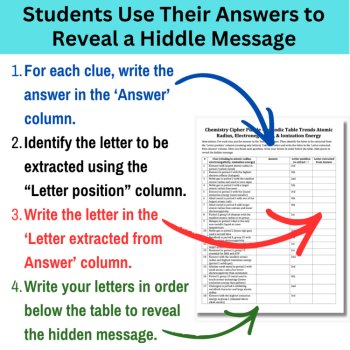 Periodic Table Trends Cipher Puzzle - Chemistry Activity | Atomic Radius, image 3