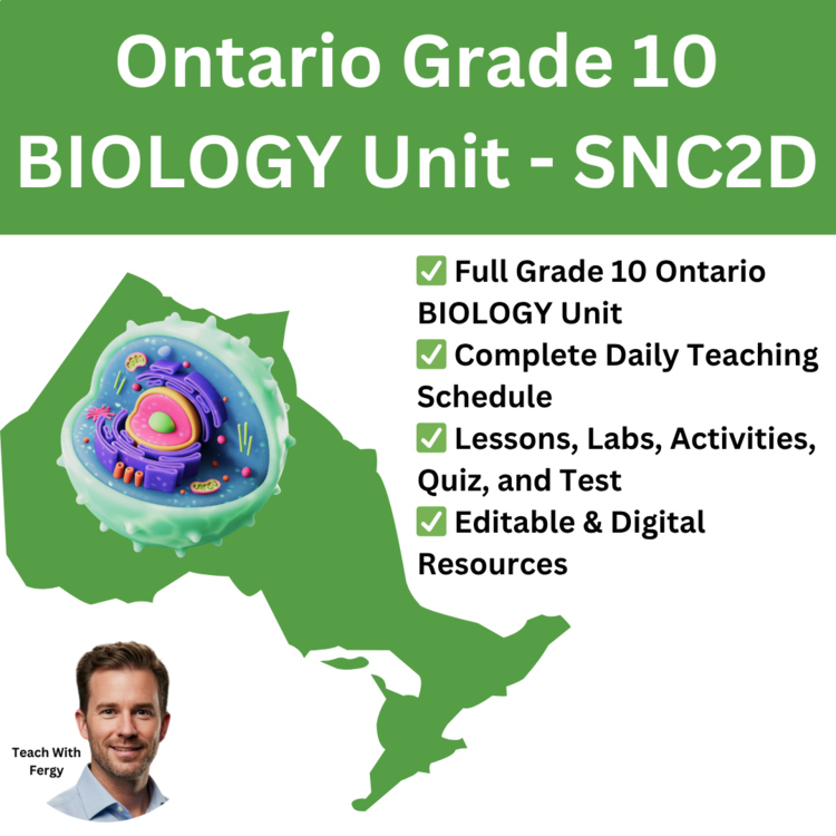 SNC2D Ontario Grade 10 Science Biology  - Cells & Body Systems Full Course Unit
