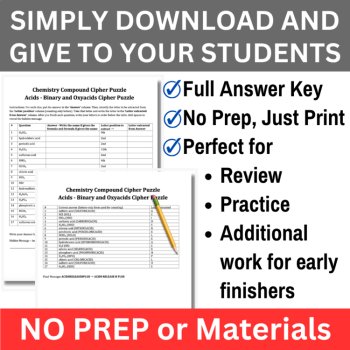 Acids - Binary and Oxyacids Cipher Puzzle - Chemistry Naming Activity, image 2