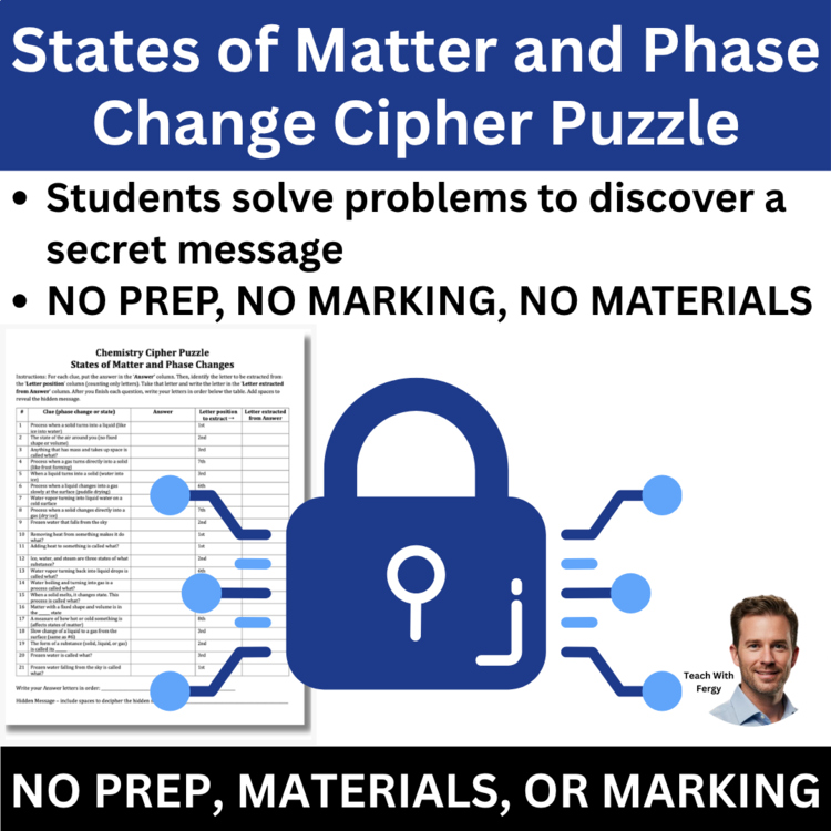 States of Matter and Phase Change Cipher Puzzle - Chemistry Activity