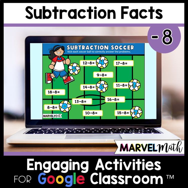 -8 Subtraction Math Facts Practice - Fun Google Slides