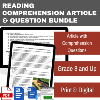 Natural Resource Depletion & Mining Reading | Grade 8 & Up | Nonrenewable, image 2