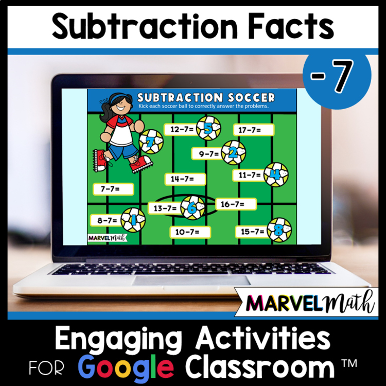 -7 Subtraction Math Facts Practice - Fun Google Slides