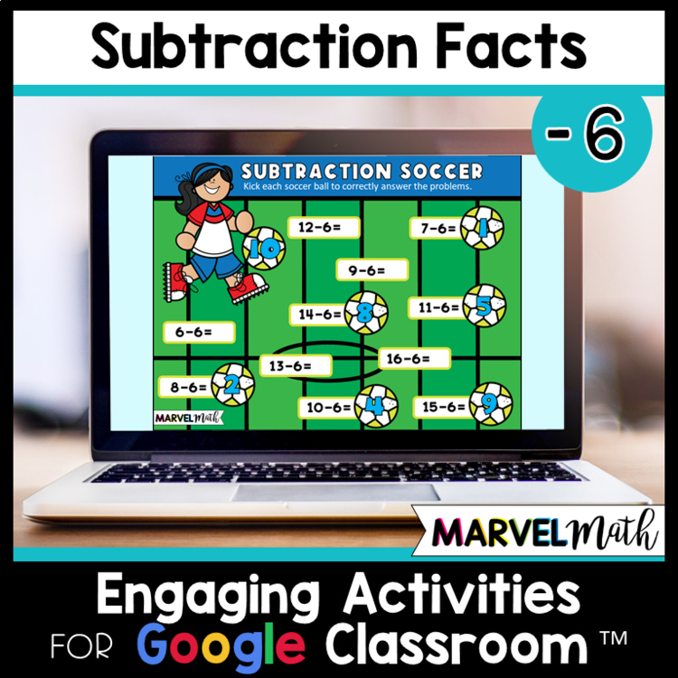 -6 Subtraction Math Facts Practice - Fun Google Slides