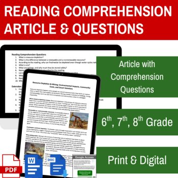 Resource Depletion & Mining Reading | Ore Extraction, Tailings | 6th, 7th, 8th, image 2