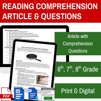 Forever Chemicals (PFAS) Reading | Risks, Sources, Solutions 6th, 7th, 8th Grade, image 2