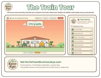 K 3 Train Sequencing Games & Worksheets | 51 Digital Games + 51 Pintable's, image 3