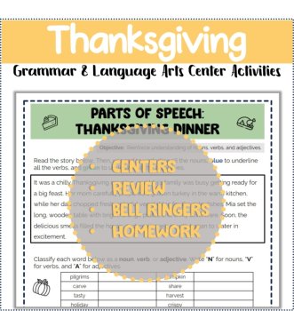 Thanksgiving Grammar & Language Arts Center Activities grades 3-5, image 3