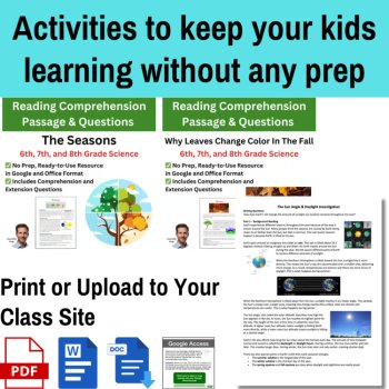 The Seasons Emergency Sub Plans | 2 Days | Middle School | No Prep Activities, image 3