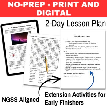 Stars Emergency Sub Plans | 2 Days | Middle School | The Sun No Prep Activities, image 2