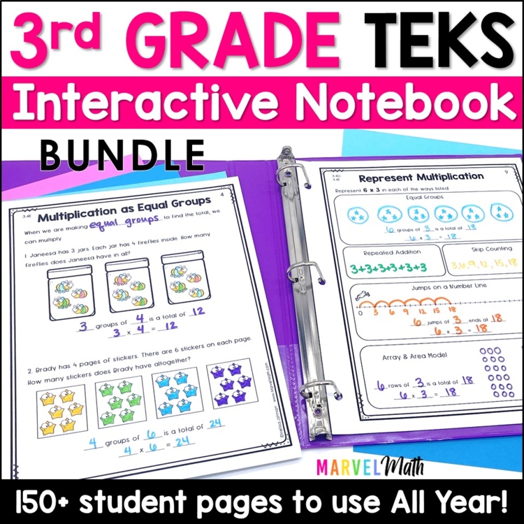 3rd Grade Math Interactive Notebook Bundle - 3rd Grade Math TEKS