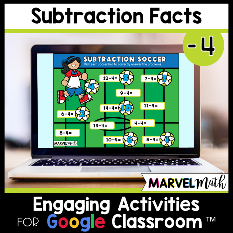 -4 Subtraction Math Facts Practice - Fun Google Slides