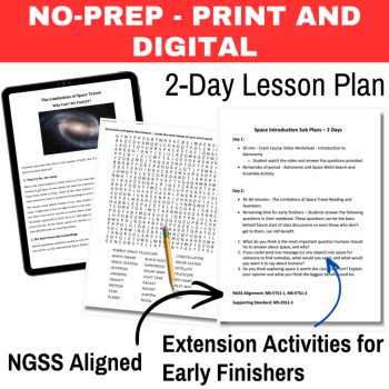 Space Science Emergency Sub Plans | 2 Days | Middle School | No Prep Worksheets, image 2