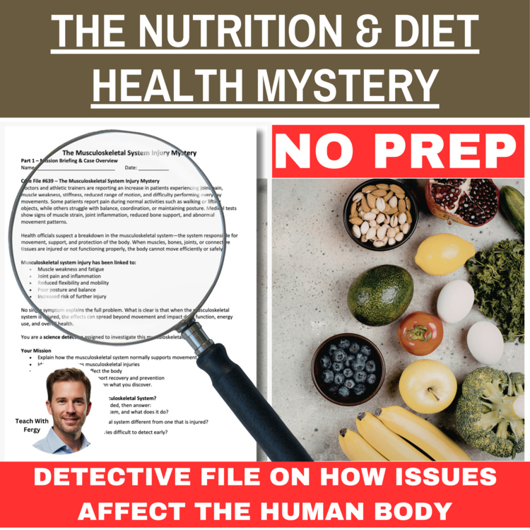 The Nutrition & Diet Health Mystery – Detective SUB PLAN | Vitamins, Minerals