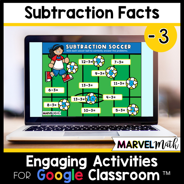 -3 Subtraction Math Facts Practice - Fun Google Slides