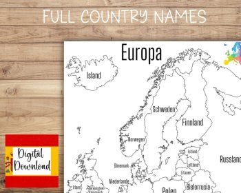 Map of Europe in GERMAN | GERMAN Language Europe map | Printable PDF, image 2