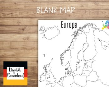 Map of Europe in GERMAN | GERMAN Language Europe map | Printable PDF, image 3
