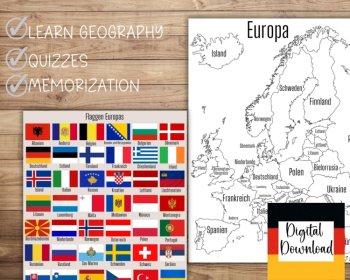 Map of Europe in GERMAN | GERMAN Language Europe map | Printable PDF, image 4