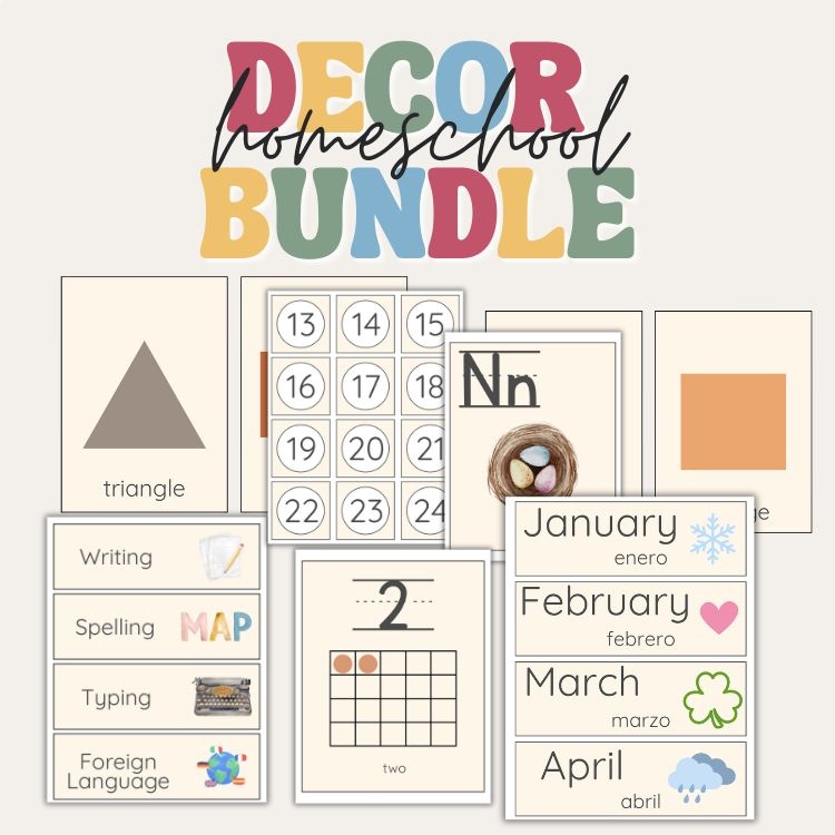 Minimalist Homeschool Decor Bundle, Minimalist Homeschool Calendar