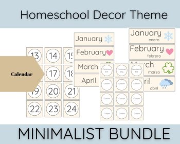 Minimalist Homeschool Decor Bundle, Minimalist Homeschool Calendar, image 2