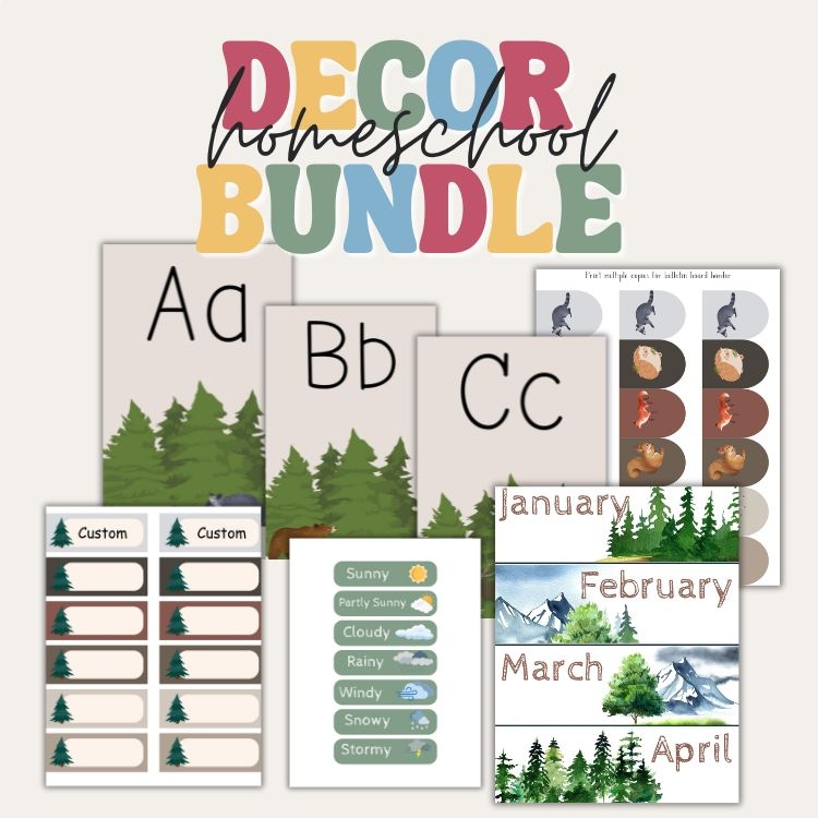 Wilderness Homeschool Decor Bundle, Wilderness Homeschool Calendar
