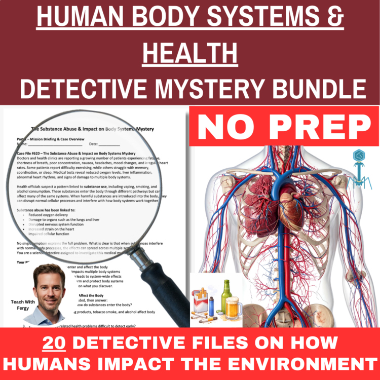 Human Body Systems and Health Detective Mystery Bundle | Activity SUB PLAN