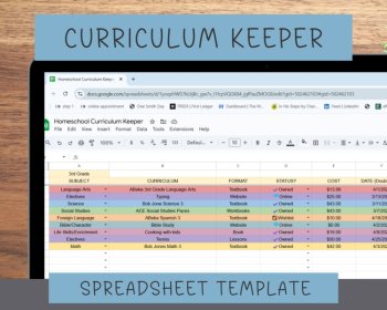 Curriculum Keeper Editable Homeschool Google Sheets Planner, image 2