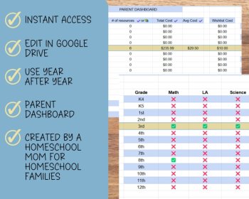 Curriculum Keeper Editable Homeschool Google Sheets Planner, image 3