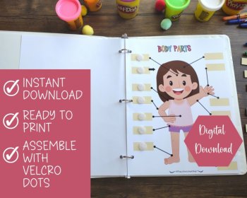 Body Parts Anatomy Busy Book Quiet Book Preschool ElementaryHomeschool Printable, image 2