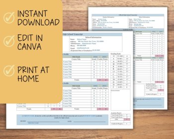 Homeschool Transcript Editable Homeschool Transcript Template, image 4