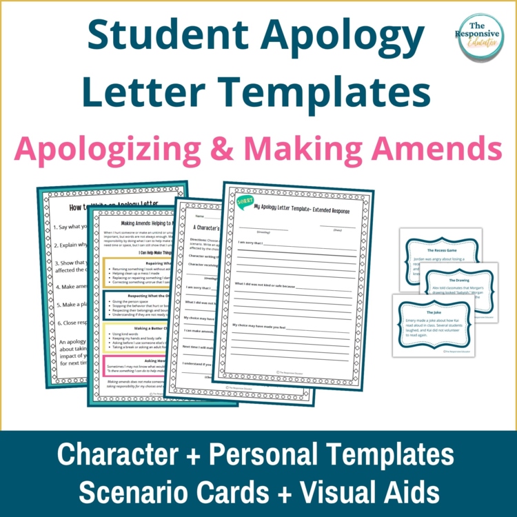 Student Apology Letter Templates Apology Activities & Making Amends