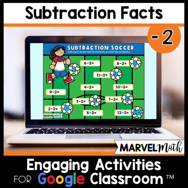 -2 Subtraction Math Facts Practice Slides­ - Fun Google Slides