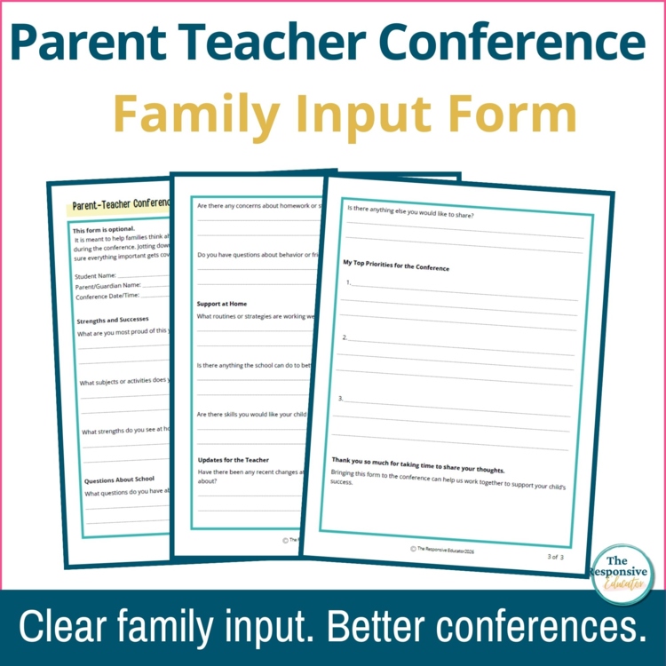 Parent Teacher Conference Family Input Forms