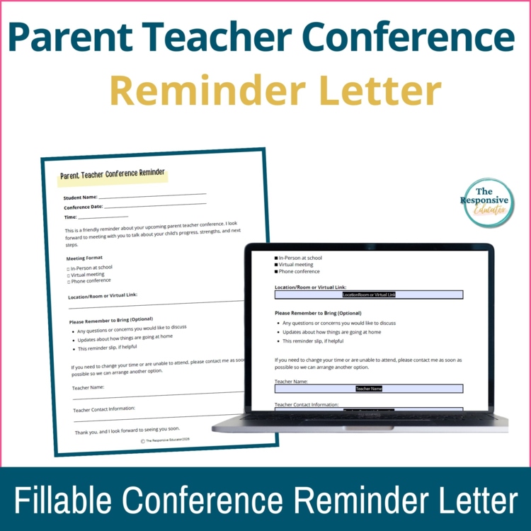Parent Teacher Conference Reminder Letter Form Editable