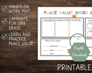 Math Place Value Workmat Homeschool Math Manipulatives Printable Math PDF, image 4