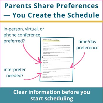 Parent Teacher Conference Letter & Scheduling Preferences Sign-Up Sheet, image 3
