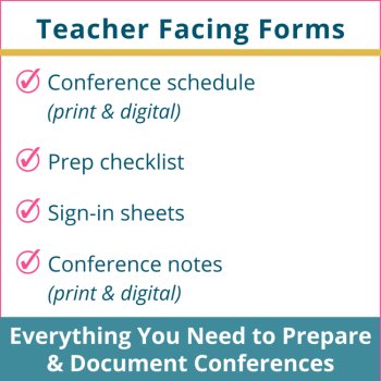 Parent Teacher Conference Schedule Checklist Sign-In Sheets Notes Forms Editable, image 3