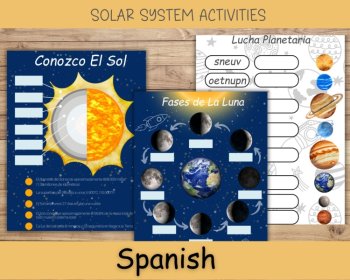 Spanish Solar System Busy Book For Preschool Printable Worksheets PDF, image 4