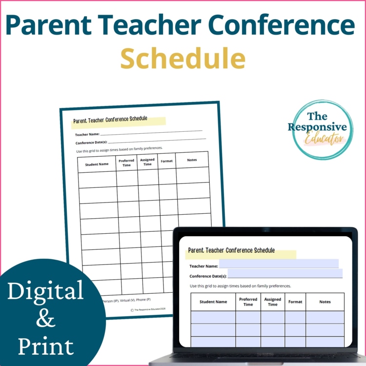 Parent Teacher Conference Schedule – Editable