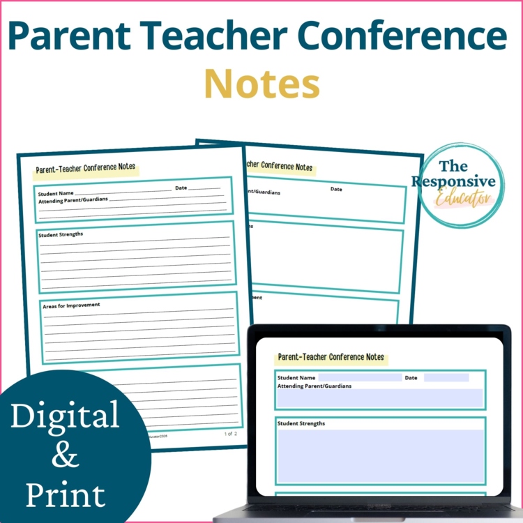 Editable Parent Teacher Conference Form Note | Print & Digital Conference Notes