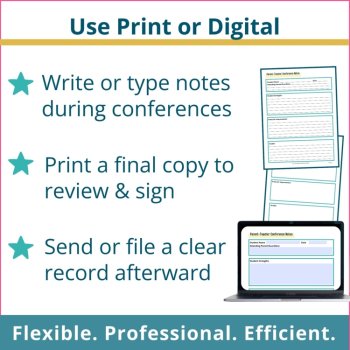 Editable Parent Teacher Conference Form Note | Print & Digital Conference Notes, image 4
