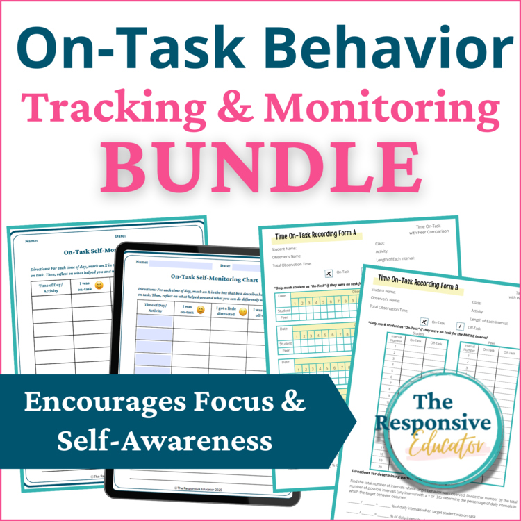 On Off Task Behavior Tracking Sheet & On Task Self-Monitoring Checklist BUNDLE