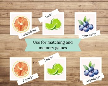 Fruit Flashcards For Preschool Flashcard Activity Montessori Cards with Spanish, image 4