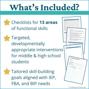 Functional Life Skills Checklist, IEP Goals & Intervention 6th–12th Grade Bundle, image 2