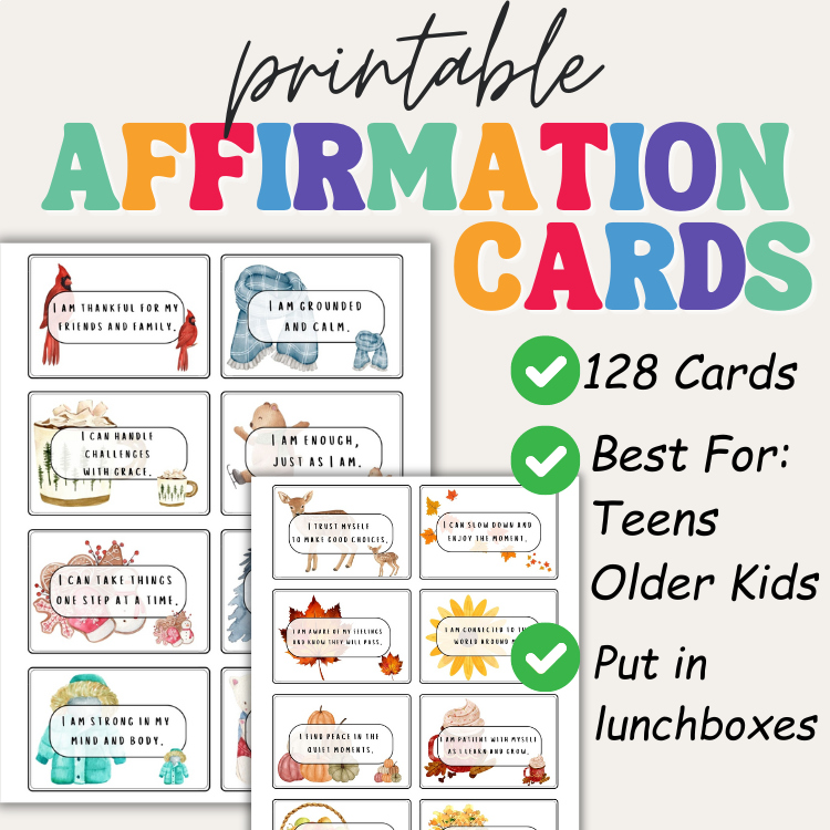 Printable Affirmation Cards for Teens and Older Kids Affirmations