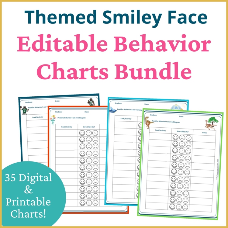 Smiley Face Editable Behavior Chart Daily Point Sheet Preschool Kindergarten