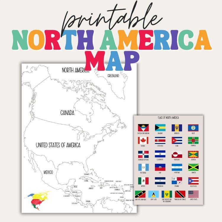 North America Map | Printable | Instant Download | PDF