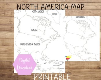 North America Map | Printable | Instant Download | PDF, image 2