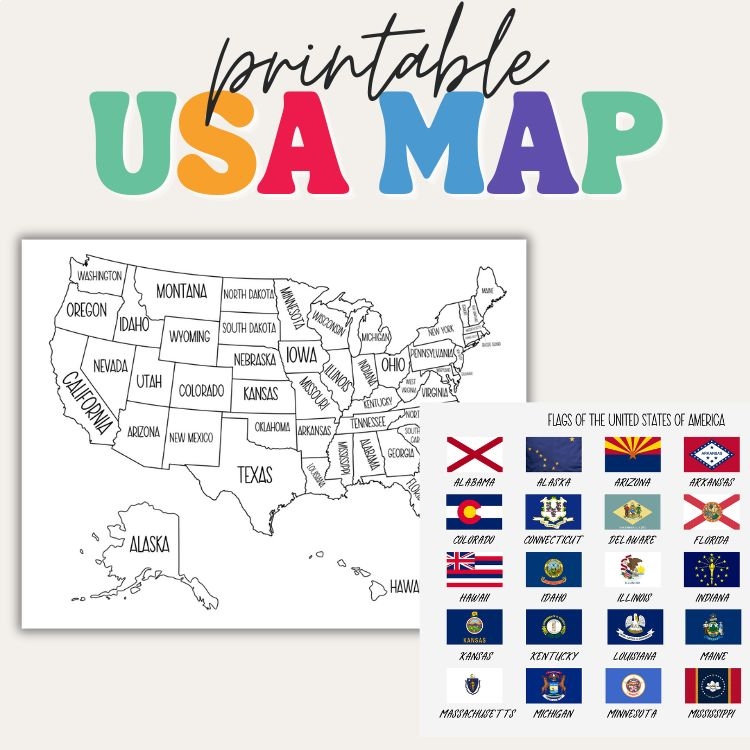Map of the USA | Printable | Instant Download | PDF